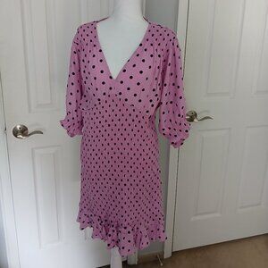NWT FATHFUL THE BRAND SIZE 10 MEJIA MINI DRESS IN SYLVE DOT PRINT LILAC